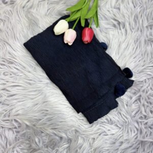 Midnight Navy Tassel-Trimmed Pleated Hijab