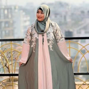 Sage & Blush Floral Embroidered Abaya