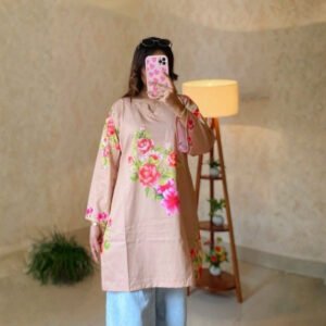 Soft Beige Floral Bloom Tunic
