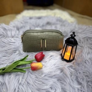 The Sage Earth-Tone Croc Clutch