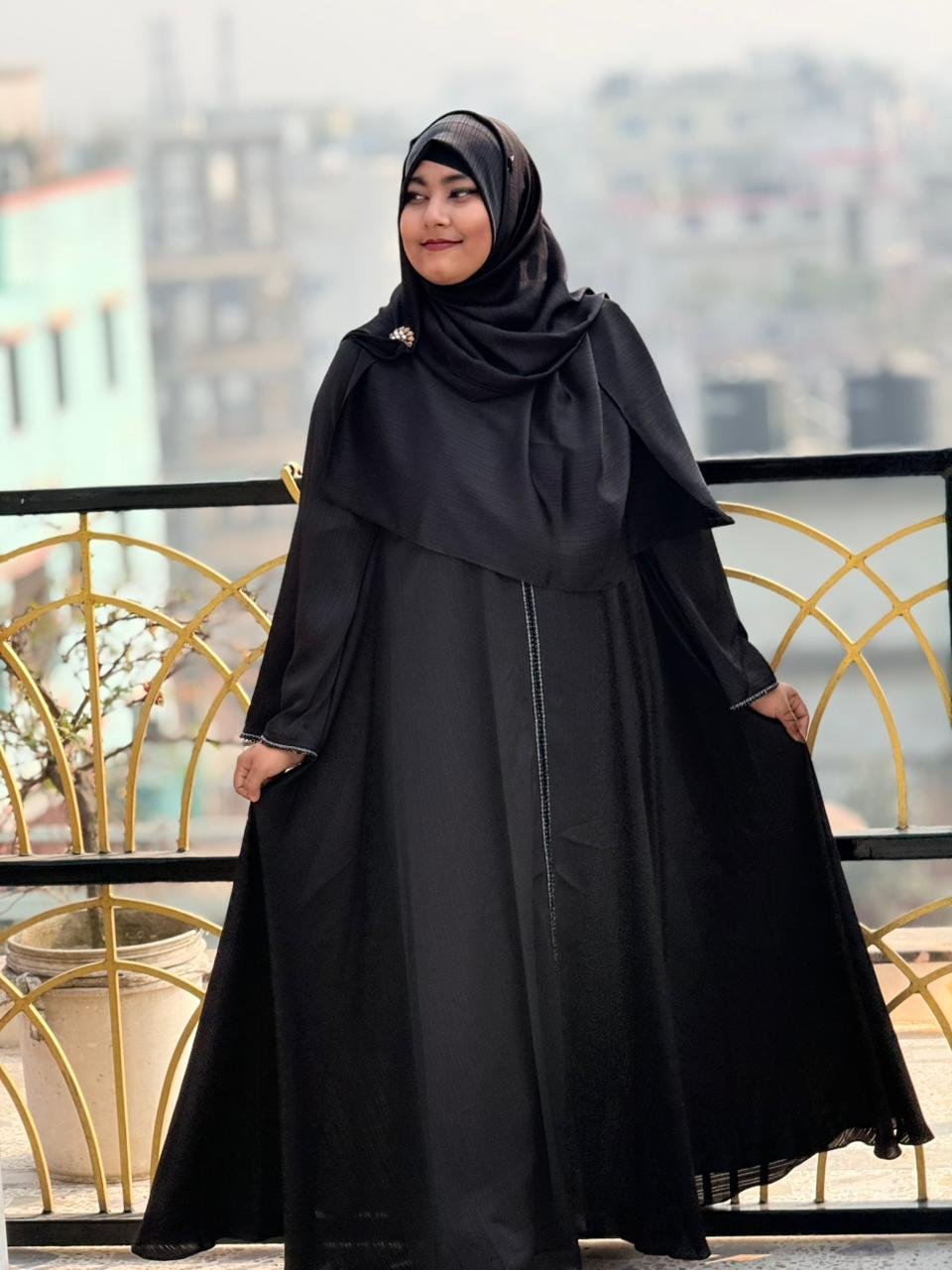 Zoom Step Premium Less Work Gown Abaya with Hijab - Image 7